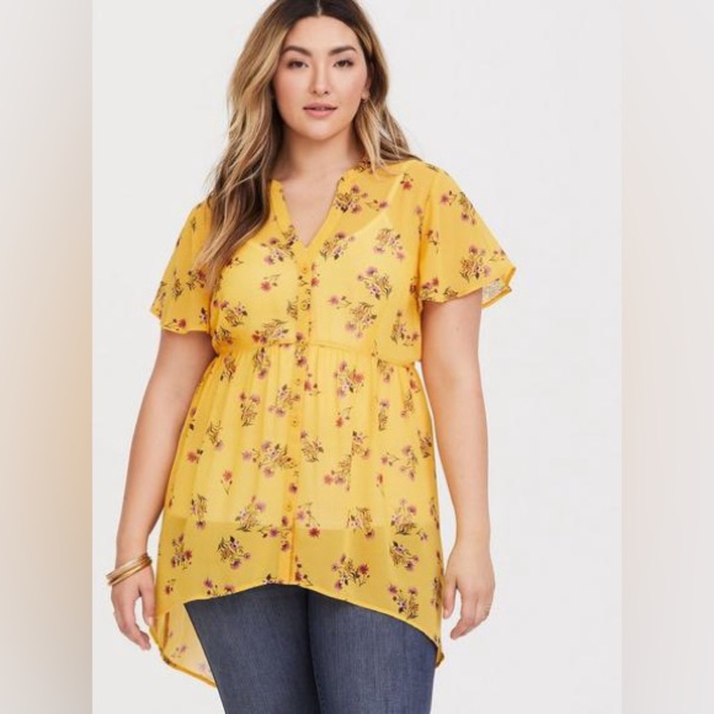 torrid Yellow Floral High-Low Tunic